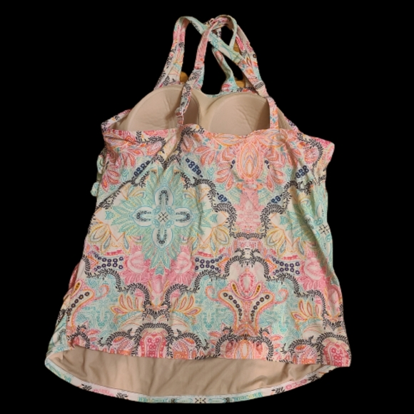 Women's Multicolor Swim Tankini Top - Picture 3 of 4